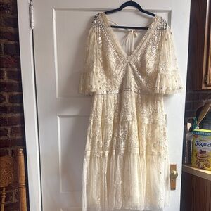 Needle & Thread Cream Lace Dress
